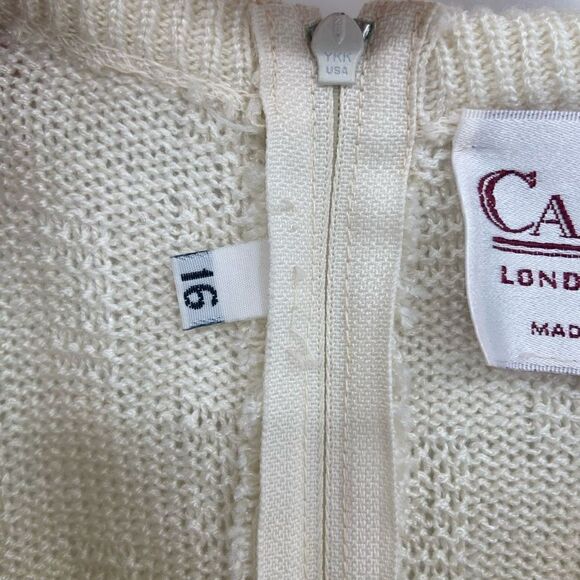 Castleberry Vintage Zip Back Pullover Sweater Cream Size 16 - Picture 7 of 10